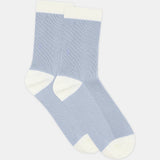 Organic Cotton Two Tone Rib Crew Sock - Seaspray