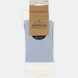 Organic Cotton Two Tone Rib Crew Sock - Seaspray