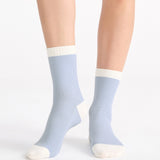 Organic Cotton Two Tone Rib Crew Sock - Seaspray