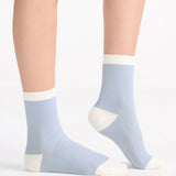 Organic Cotton Two Tone Rib Crew Sock - Seaspray