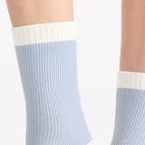 Organic Cotton Two Tone Rib Crew Sock - Seaspray