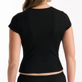 Refined Rib Round Neck Tee - Black