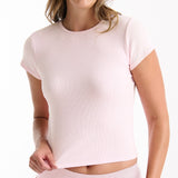 Refined Rib Round Neck Tee - Shell