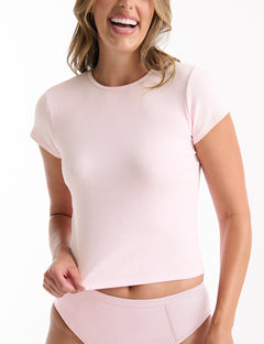 Refined Rib Round Neck Tee - Shell
