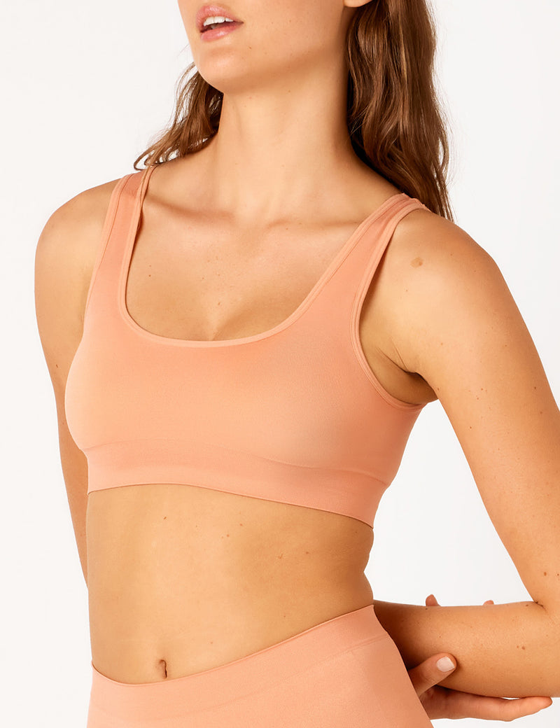 Bare Essentials Recycled Nylon Reversible Padded Crop - Spiced Peach