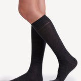 Wool Blend Knee High Boot Sock 2 Pack - Charcoal Marle/Black