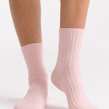 Organic Cotton Wide Rib Crew Sock - Ballet