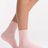 Organic Cotton Wide Rib Crew Sock - Ballet