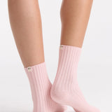Organic Cotton Wide Rib Crew Sock - Ballet