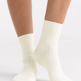 Organic Cotton Wide Rib Crew Sock - Buttercream