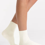 Organic Cotton Wide Rib Crew Sock - Buttercream