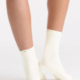 Organic Cotton Wide Rib Crew Sock - Buttercream