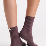 Organic Cotton Wide Rib Crew Sock - Fudge