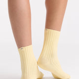 Organic Cotton Wide Rib Crew Sock - Meringue