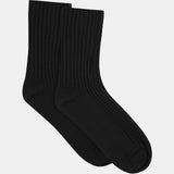 Organic Cotton Wide Rib Crew Sock - Black