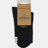 Organic Cotton Wide Rib Crew Sock - Black