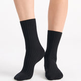 Organic Cotton Wide Rib Crew Sock - Black