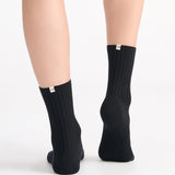 Organic Cotton Wide Rib Crew Sock - Black