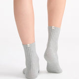 Organic Cotton Wide Rib Crew Sock - Grey Marle