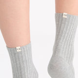 Organic Cotton Wide Rib Crew Sock - Grey Marle