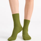 Organic Cotton Wide Rib Crew Sock - Meadow