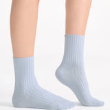 Organic Cotton Wide Rib Crew Sock - Seaspray