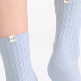 Organic Cotton Wide Rib Crew Sock - Seaspray