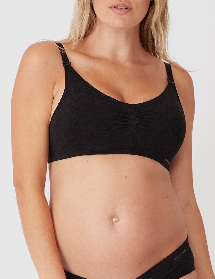 Bamboo Maternity Crop - Charcoal Marle - Ambra Corporation 