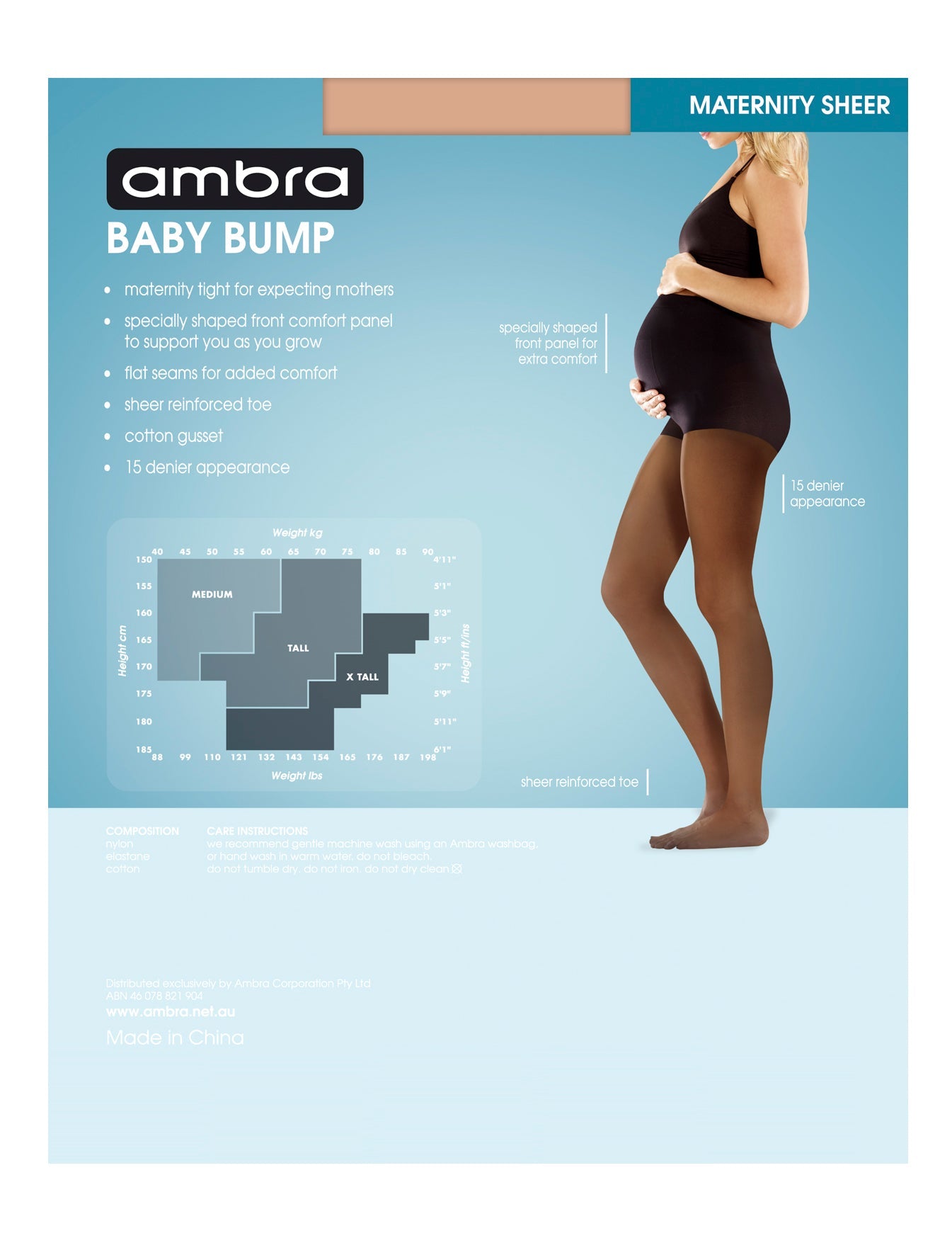 Baby Bump Sheer Pantyhose in Natural