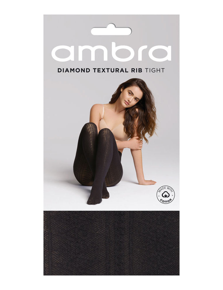 Diamond Textural Rib Tight in Black