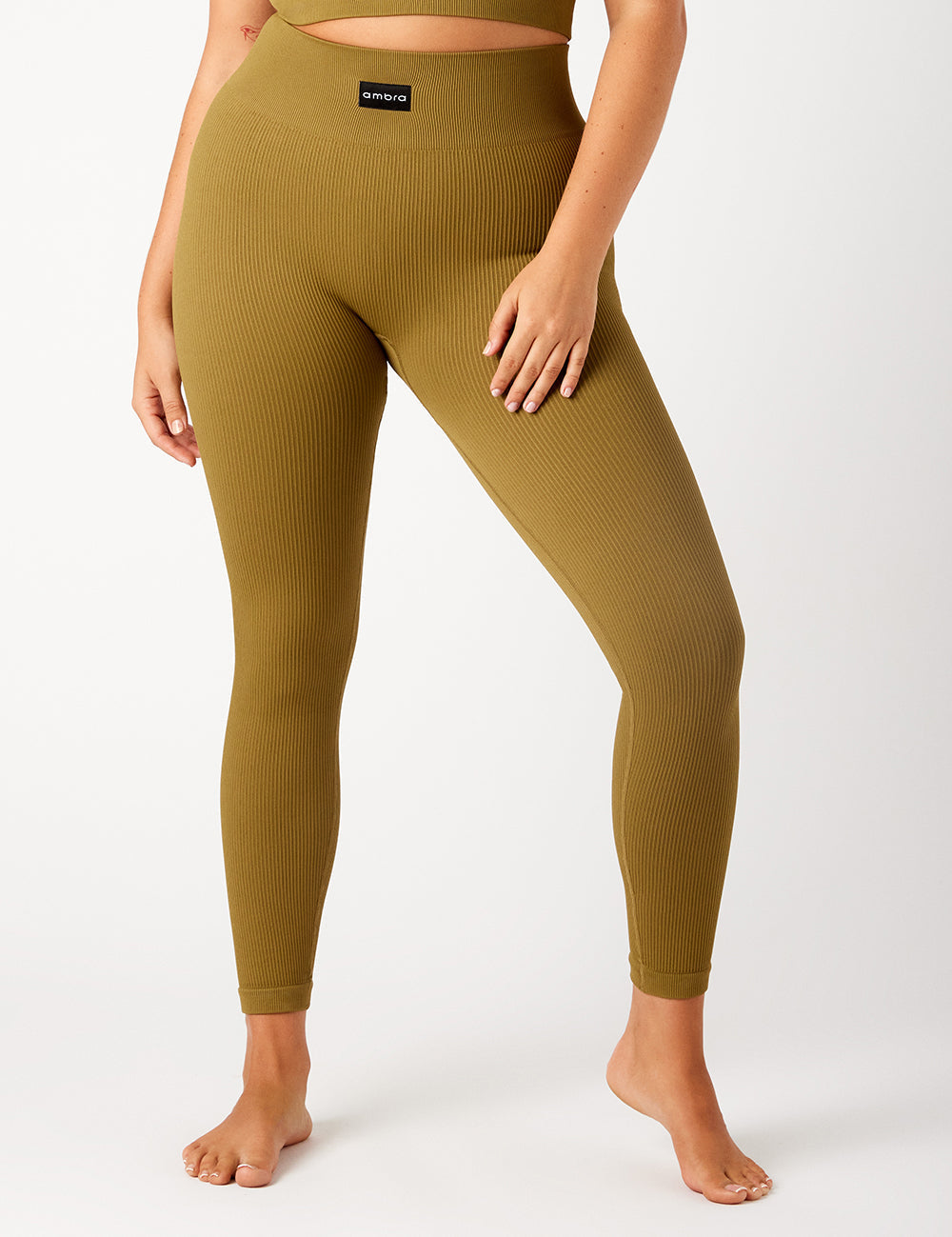 Khaki Ambra Rib It Up Legging  front