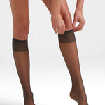 Sheer Knee High 3 Pair - Almost Black - Ambra Corporation 