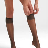 Sheer Knee High 3 Pair - Almost Black - Ambra Corporation 