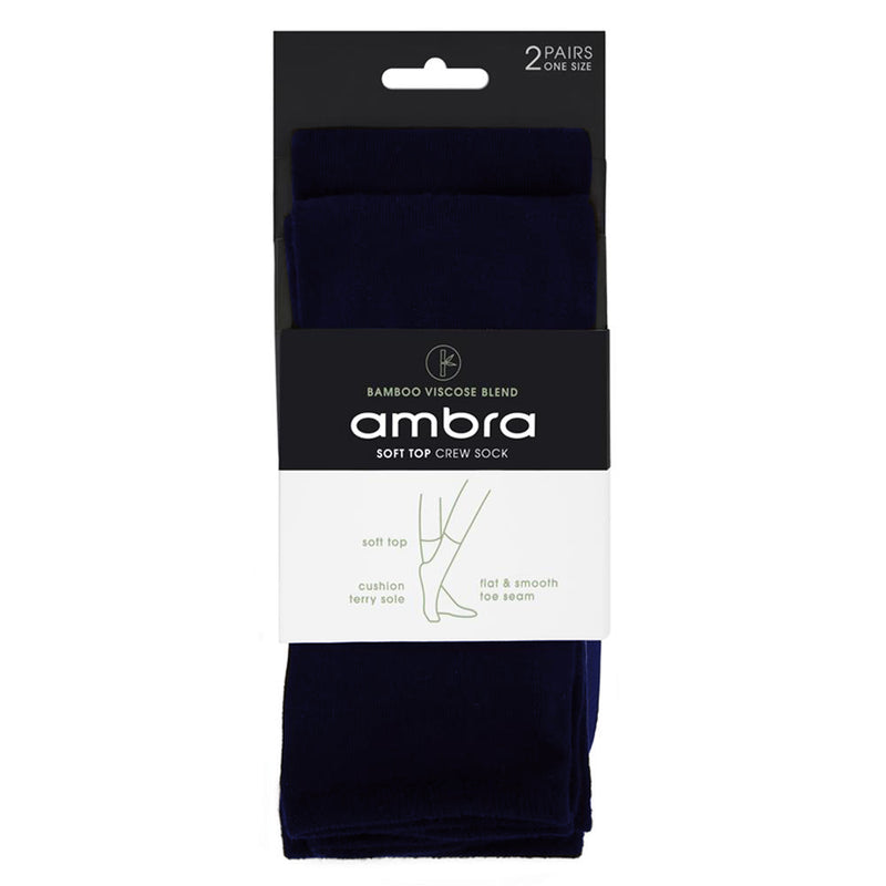 Bamboo Blend Crew Sock 2 Pack - Navy - Ambra Corporation 