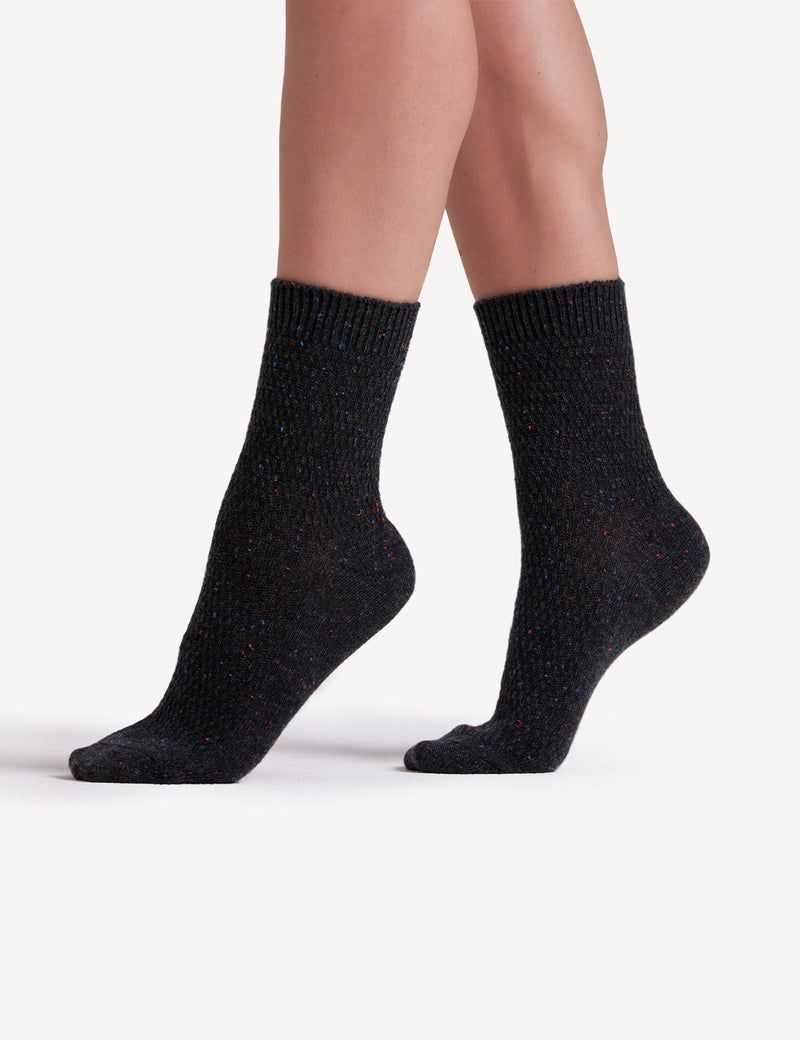 Waffle Crew Sock 2 Pack - Sangria / Charcoal Marle