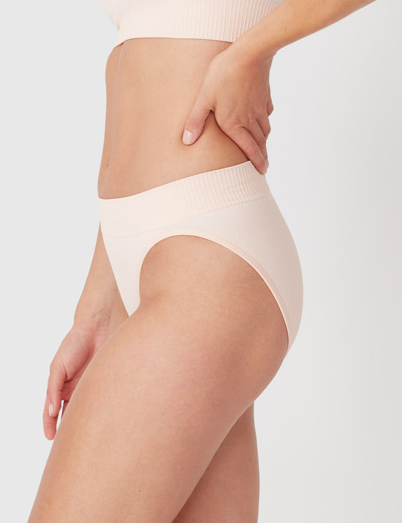 Seamless Rib Hi Cut Brief - Putty Pink - Ambra Corporation 