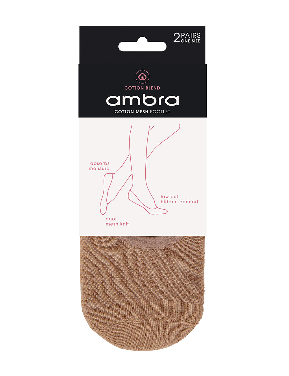 2PP Cotton Mesh Footlet in Natural
