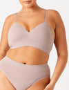 Mushroom Bondi Bare Padded Longline front Bra 