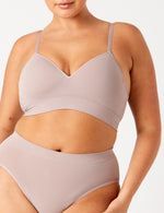 Mushroom Bondi Bare Padded Longline front Bra 