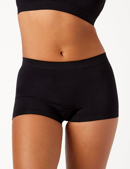 Black Bare Essentials  Recycled Nylon Shortie  front