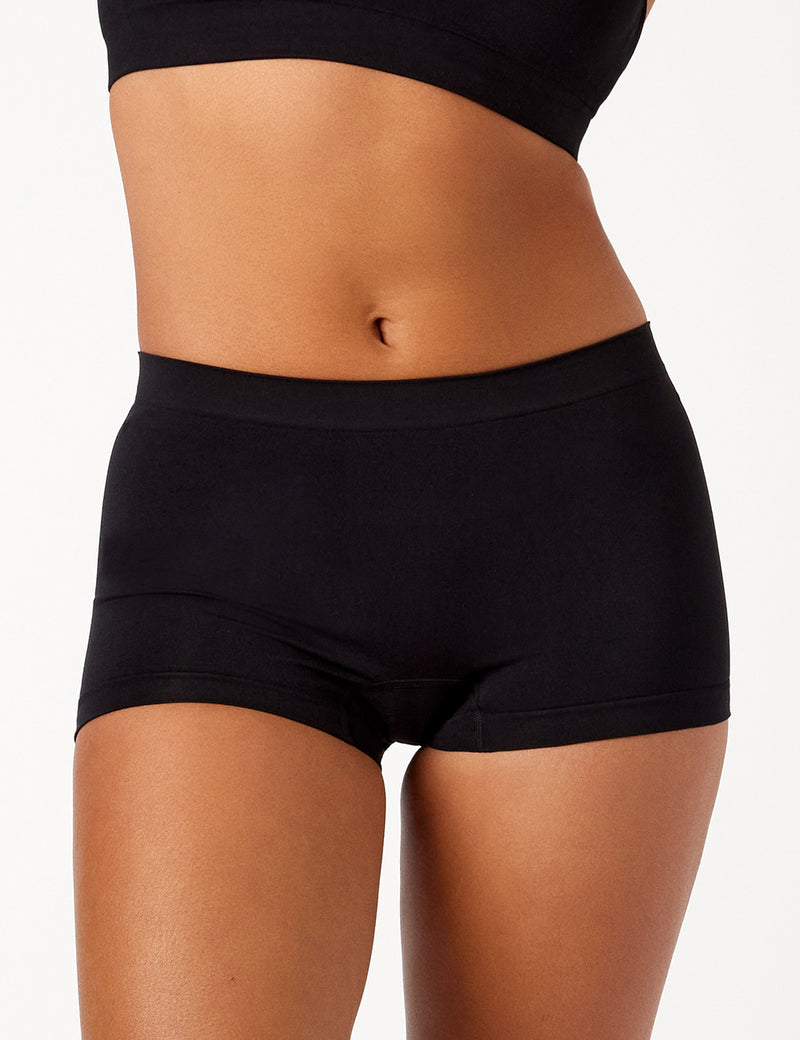 Black Bare Essentials  Recycled Nylon Shortie  front
