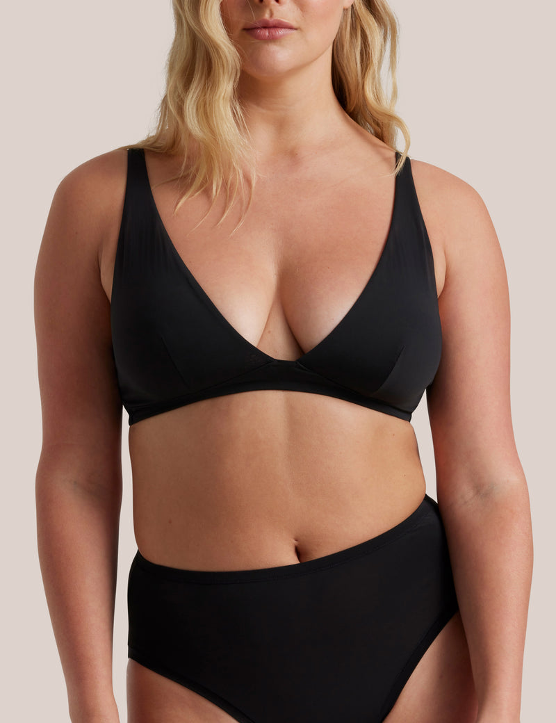 Soft Touch Triangle Bralette  in  Black front