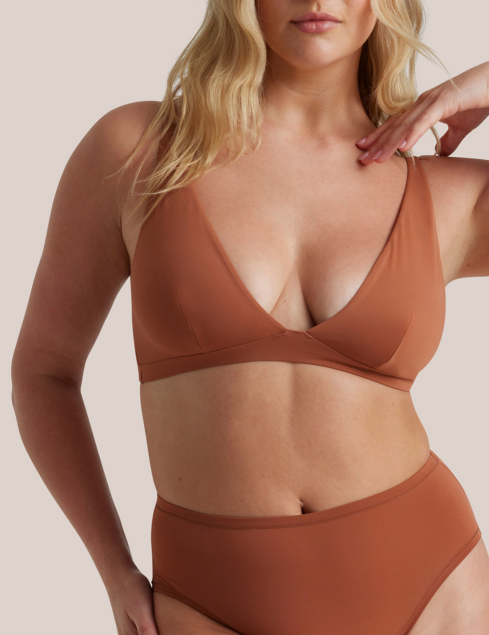 Soft Touch Triangle Bralette  in Terracotta front