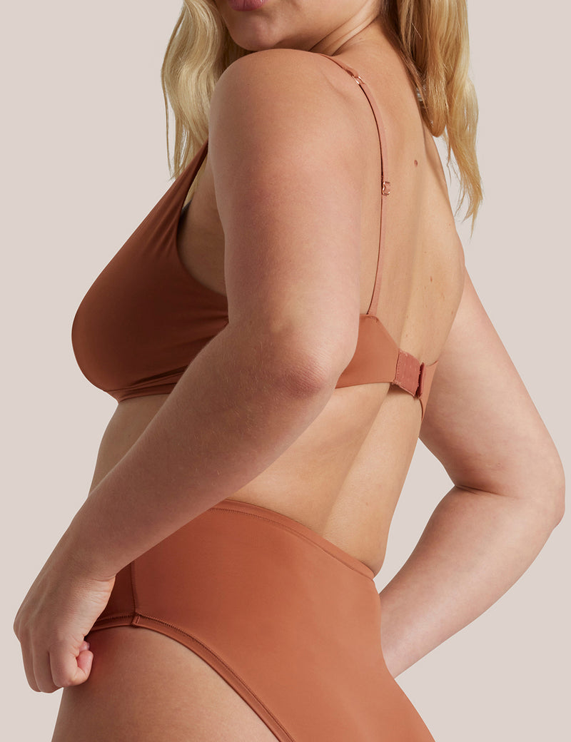 Soft Touch Triangle Bralette  in Terracotta side