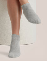Retro Floral Ankle Sock 2PP in Grey Marle