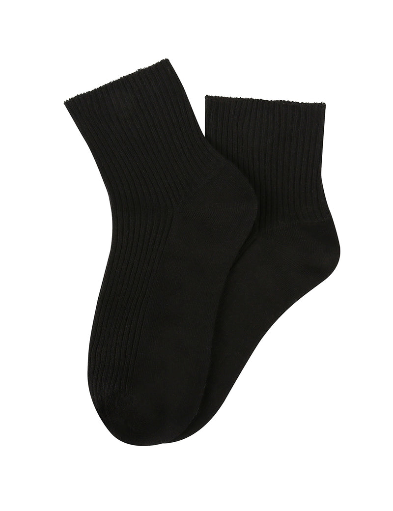 Black Cotton Blend Soft Top Ankle Sock 2PP 