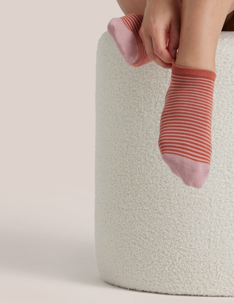 Striped Ankle Sock in Terracotta