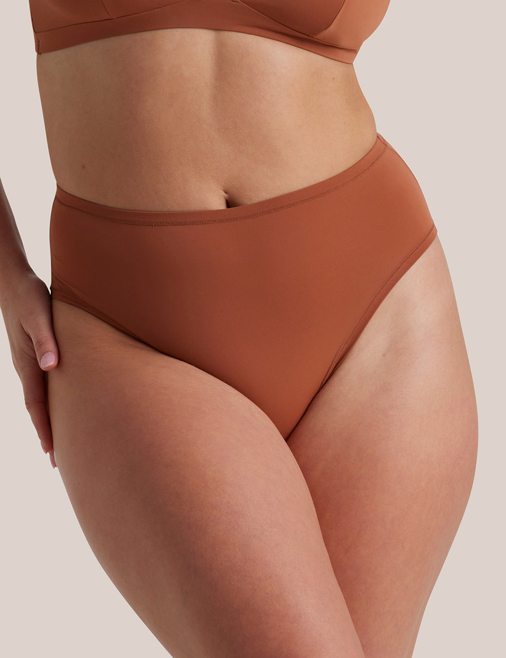 Soft Touch High Waisted Hi Cut in Terracotta front