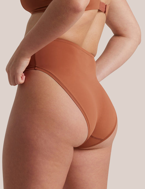 Soft Touch High Waisted Hi Cut in Terracotta side